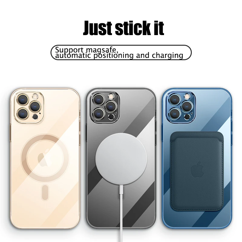 2022 new original official magnetic wireless charging plating phone case for iphone 13 12 11 pro max mini back cover accessories free global shipping