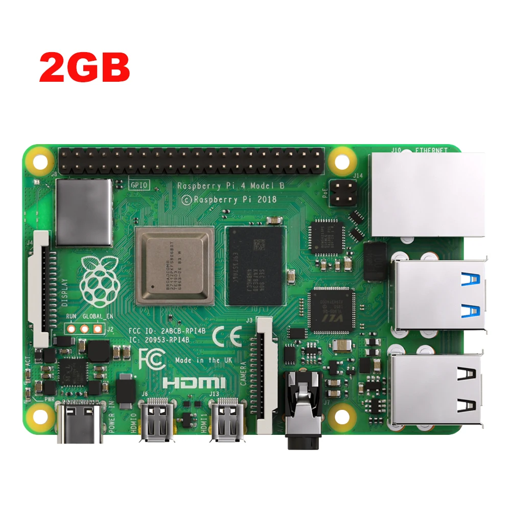 2GB Raspberry Pi 4 Модель B с 4 Гб/1 ГБ/2 ГБ ОЗУ BCM2711 четырехъядерный процессор Cortex-A72 ARM v8 1,5 ГГц Поддержка 2,4/5,0 ГГц - Цвет: 2GB
