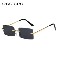 oec cpo fashion rimless sunglasses women brand vintage rectangle sunglasses men frameless square glasses oculos de sol