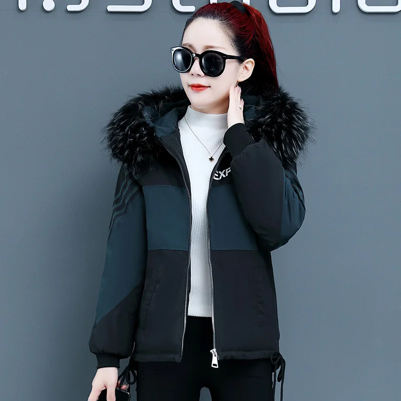 Women's Jackets Parkas 2021 New Winter Jacket Fur Collar Hooded Overcoat Female Padded Jacket Parka Warm Outerwear