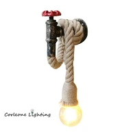 vintage industrial wall lamp hemp rope faucet wall lights cafe bar aisle lamp wall sconce art decoration led e27 light fixtures