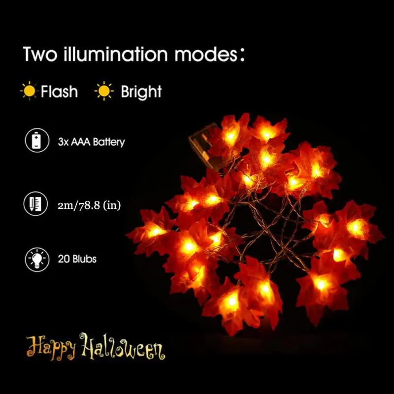 10/20/40 светодиодный светильник с кленовыми листьями гирлянда Декор Хэллоуин