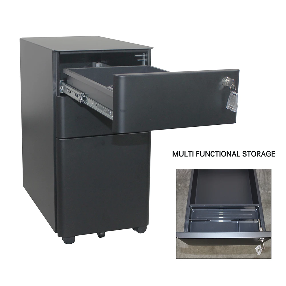 

HISTEEL 3 DRAWERS ROUNDED EDGE MOBILE PEDESTAL 11.81Lx19.69Wx23.35H inch