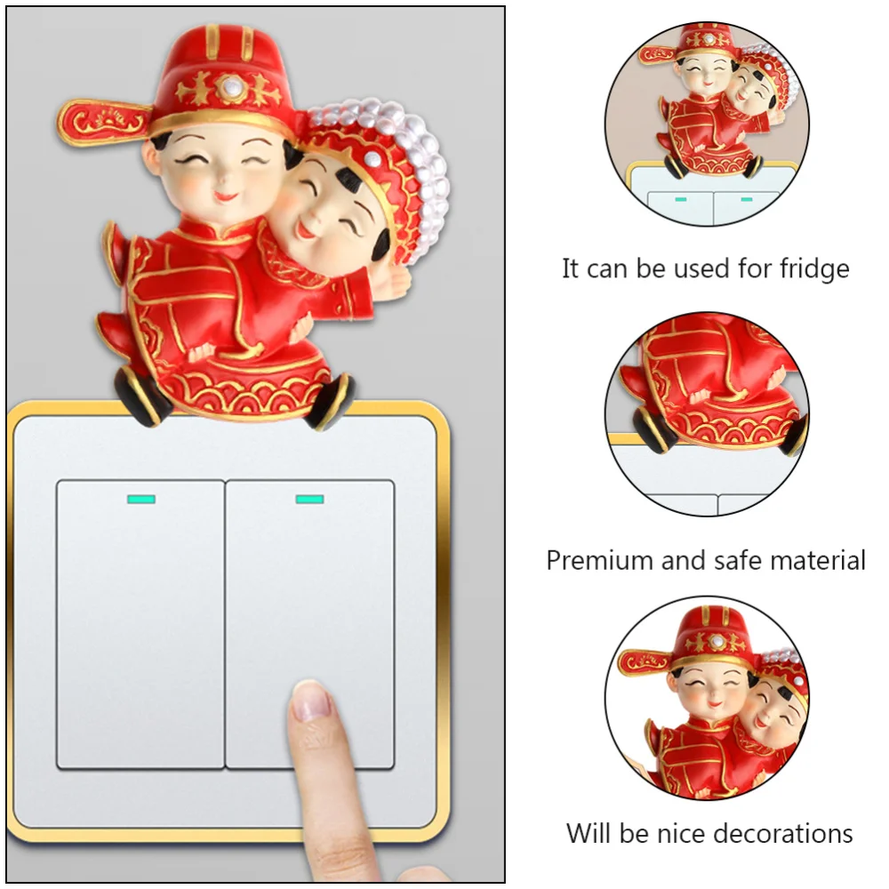 

1pc Creative Wedding Resin Wall Decal Switch Socket Decal Home Decor (Red)