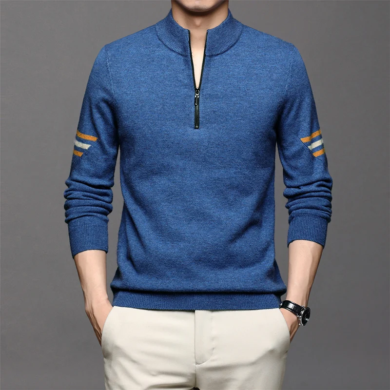 

2021 New Spring Fall Thicken Warm Bottoming Half Zip Pullover New Fashion T Shirts For Male Trends Tops Long Sleeve Men Clothes