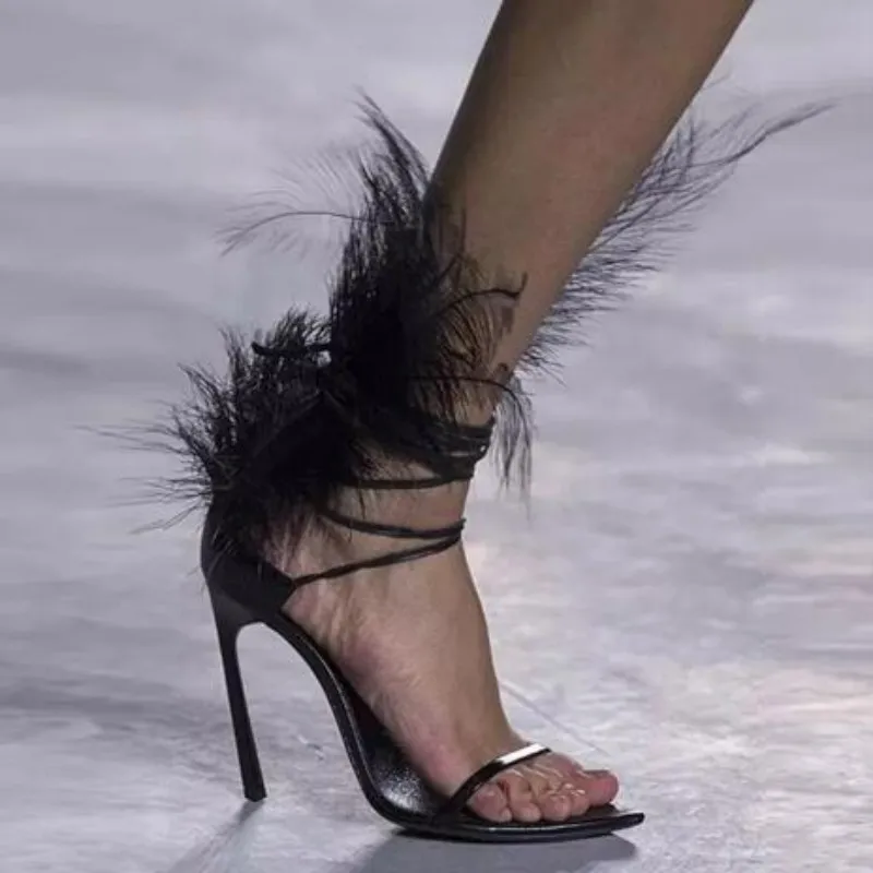 Женские модельные сандалии на шпильке пикантные туфли очень высоком каблуке со