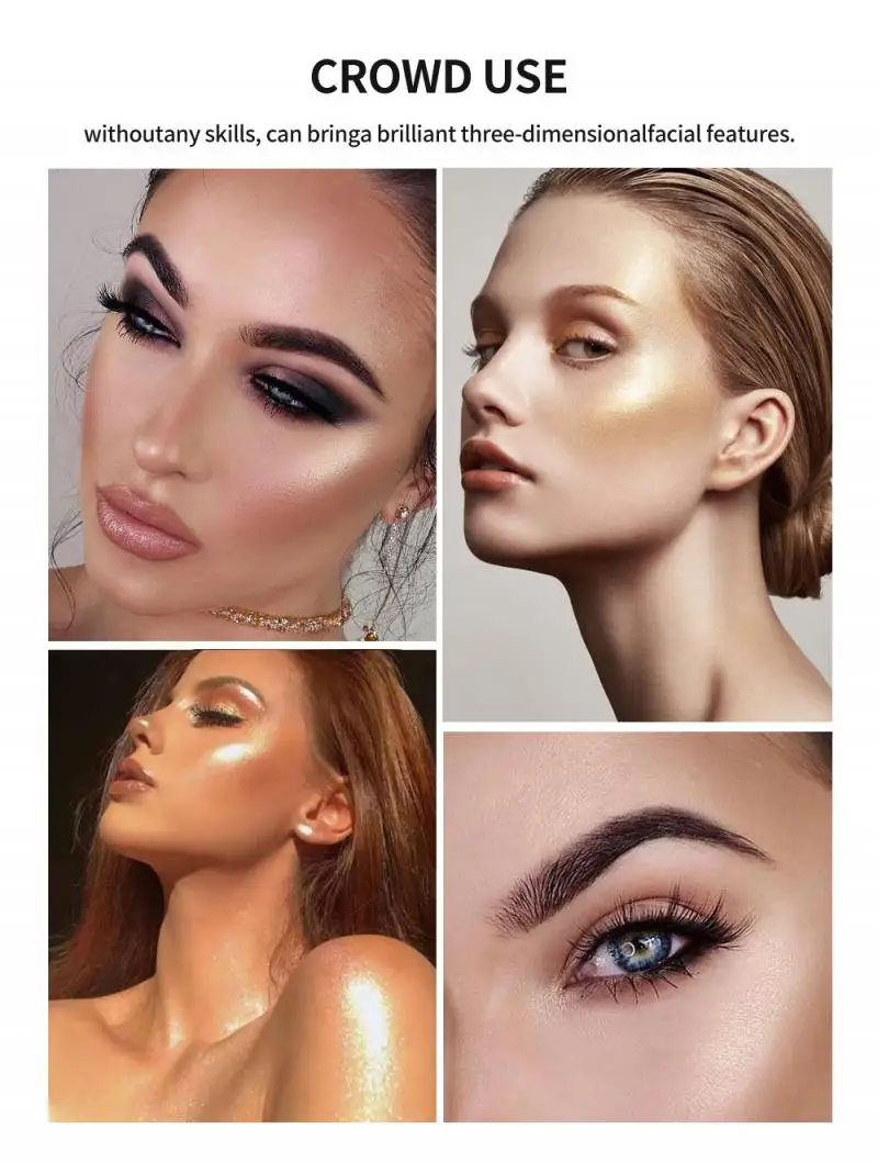

HANDAIYAN Highlighter Palette 5 Colors Face Contour Shimmer Highlight Powder Full Coverage Waterproof Concealer Powder TSLM1