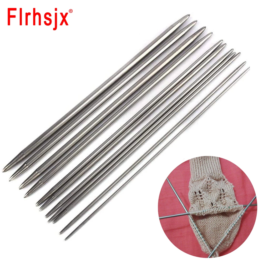 

FLRHSJX 5Pcs Stainless Steel Knitting Needles 2-4mm 5Sizes Double Pointed Crochet Hook Sets DIY Craft Weaving Crochet Needles