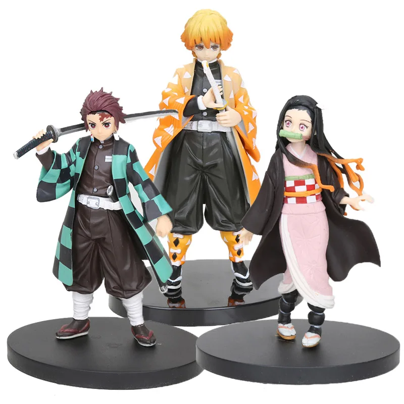 3pcs opp bag 16 см японского аниме демон убийца Kimetsu no Yaiba фигурка Kamado Tanjirou Nezuko ПВХ фигурка модель воина Фигурки игрушки подарки - Цвет: 3pcs opp bag