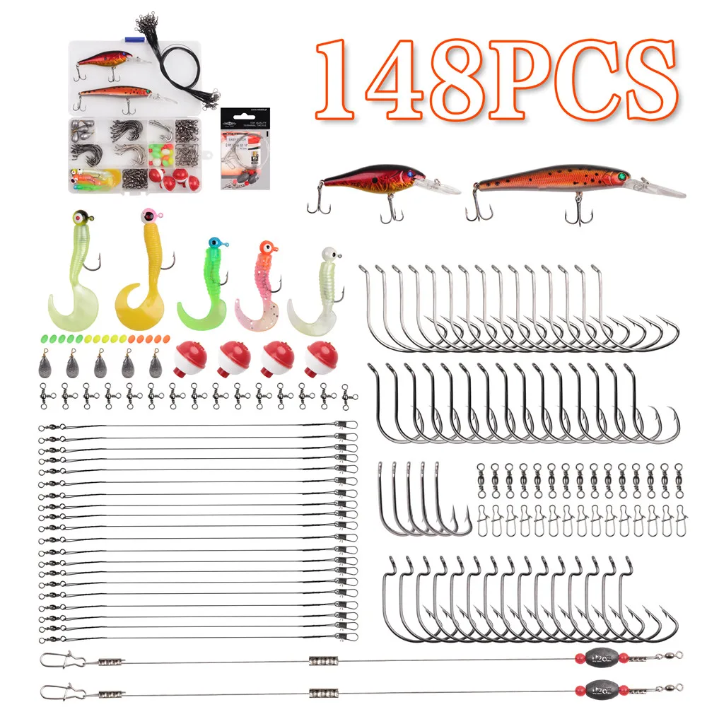 148 шт. ящик для рыболовных снастей комплект включает в себя жесткие приманки