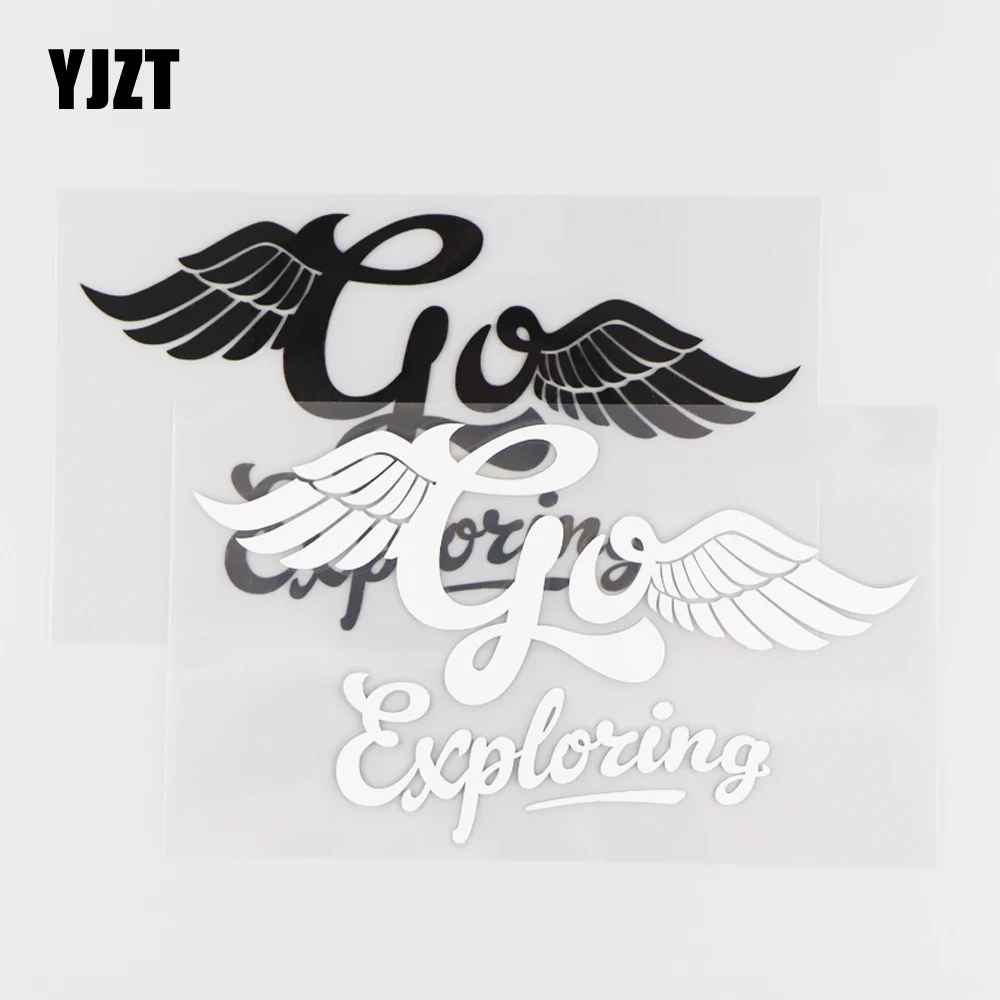 

YJZT 15.9X9CM Personality Cartoon Go Exploring Word Pattern Vinyl Car Sticker Decal Black/Silver 4C-0027