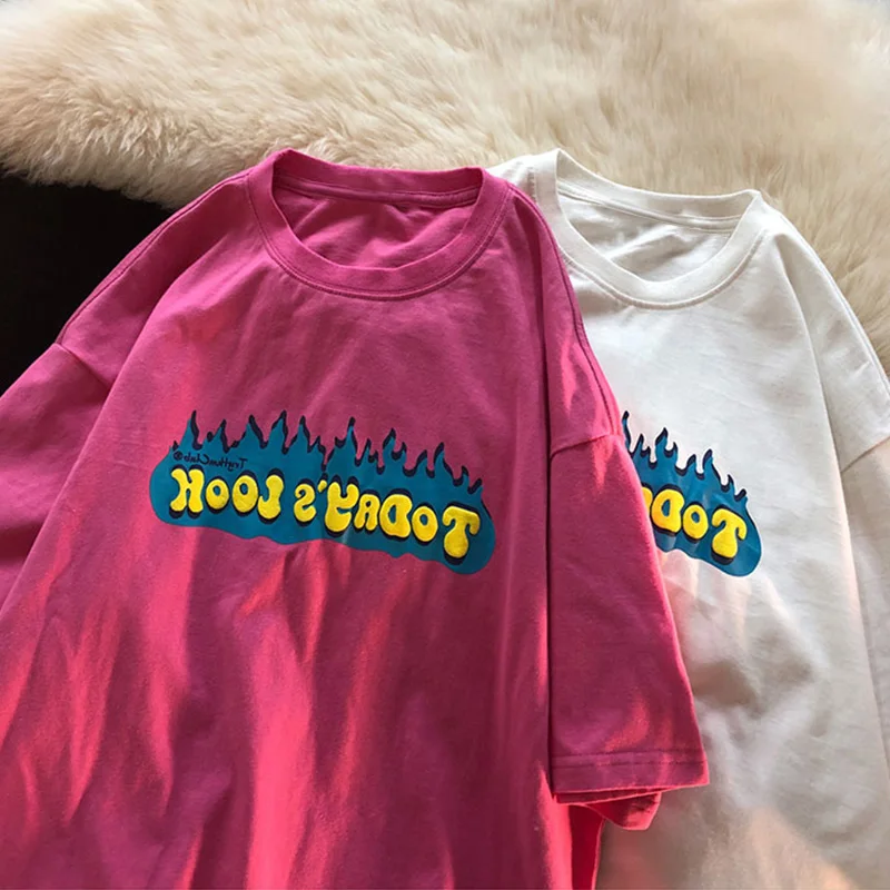 Розово красная футболка для женщин новинка 2021 модная дизайнерская нишевая