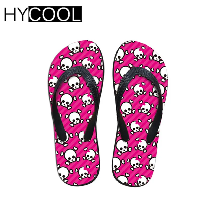 Hycool/мужские шлепанцы с 3D принтом черепа в стиле панк летние пляжные на резиновой