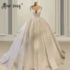 ТРАПЕЦИЕВИДНОЕ свадебное платье на бретелях-спагетти, платье невесты с бисером и блестками, 2021, корсет, длинное кружевное свадебное платье принцессы, Robe de mariee