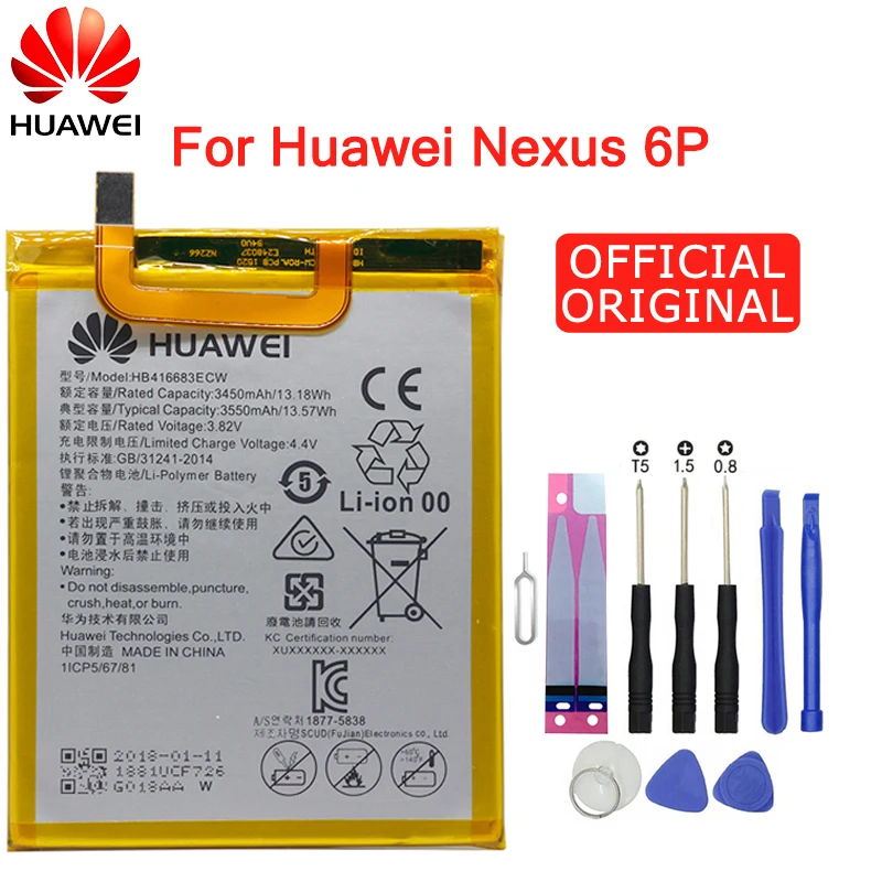 Hua Wei аккумулятор для телефона HB416683ECW для huawei Nexus 6P H1511 H1512 3450 мАч сменный аккумулятор Бесплатные инструменты
