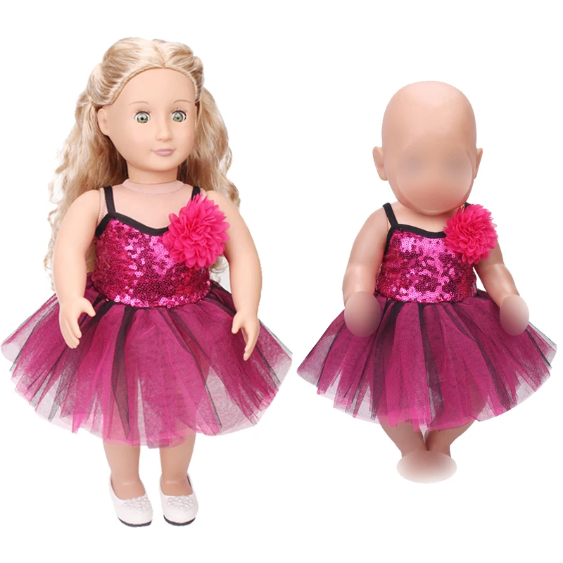 

New Strapless Evening Gown + Flowers Fit 43cm Baby New Born doll,42cm Nenuco Doll,American Girl 18inch Doll Clothes Accessories
