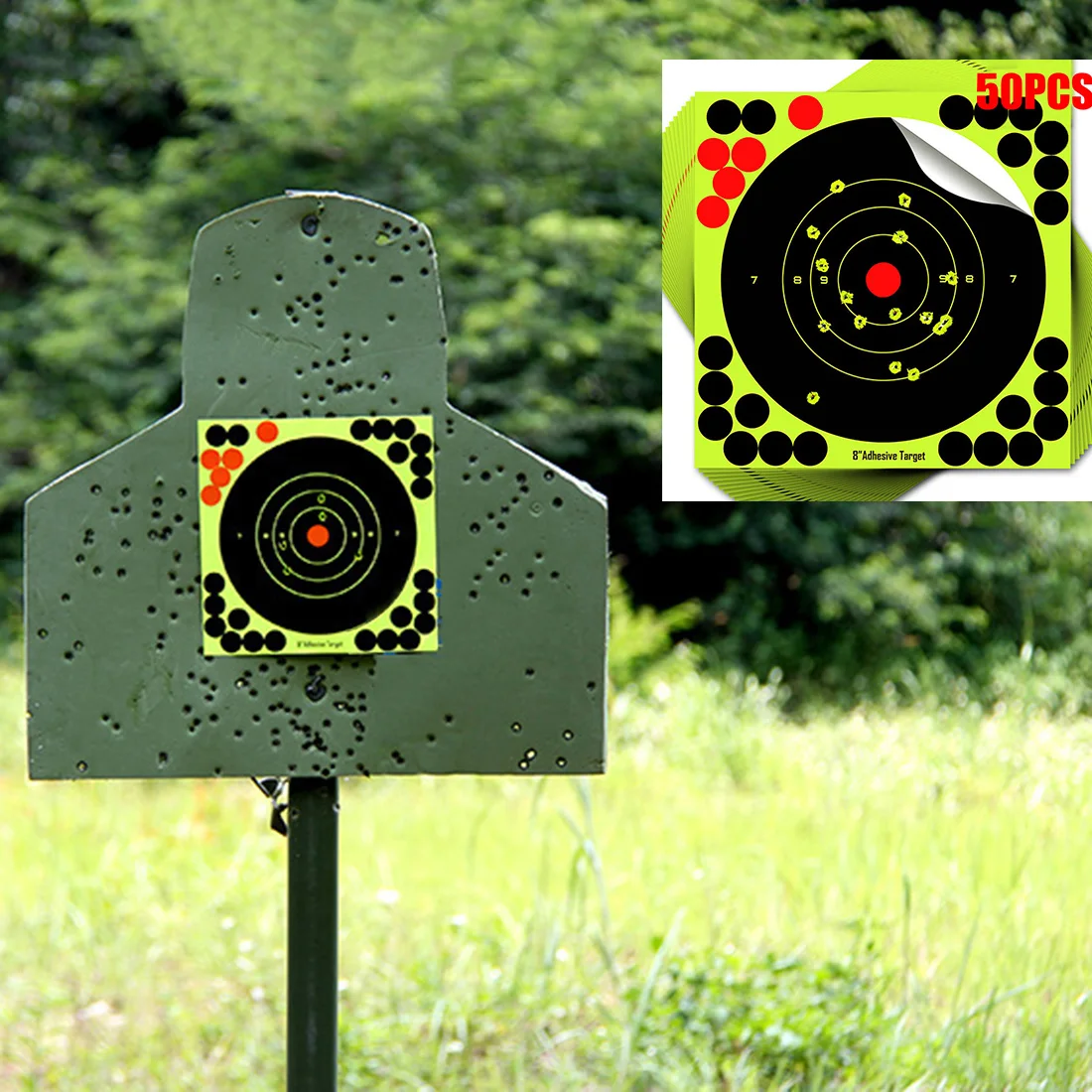 

50pcs Target Papers Sticks Per Pack Splash Flower Target 8-inch Adhesive Reactivity Shoot Target Aim Shoot Target Durable