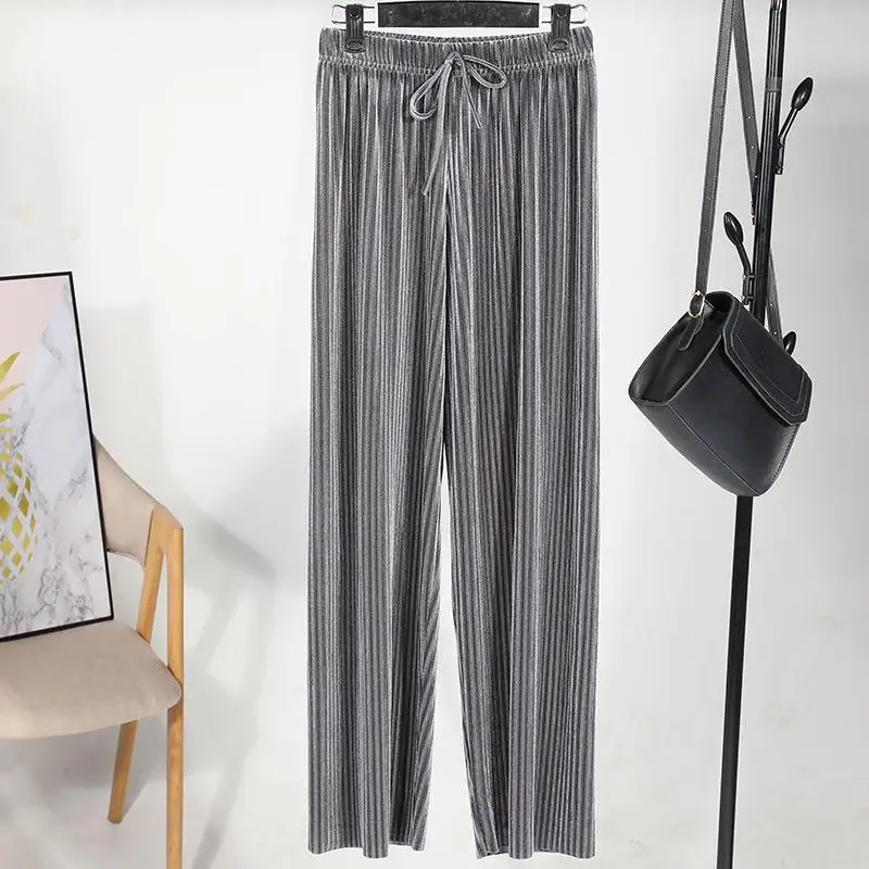 Золотые бархатные широкие брюки для женщин Свободные повседневные корейский