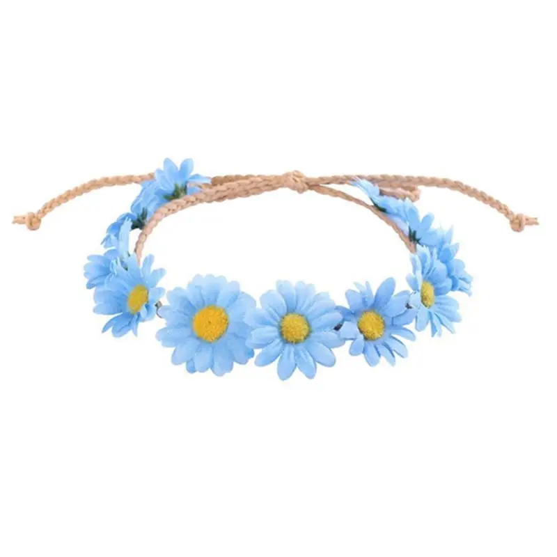 Sunflower Garland Floral Wreath Woven Daisy Headband for Women Female Girls Hat Hair Decorative Accessories A69F |