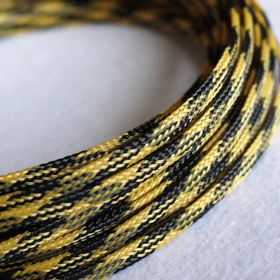 Black and Yellow 2 м/лот 10 мм ПЭТ расширяемый плетеный рукав для шнура Красочные электрические провода изоляции защитный рукав обшивка обертывания - Цвет: Black and Yellow