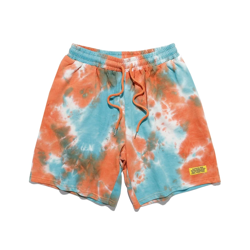 Tie dye Orange Short pant Men Women Hip Hop Holiday Seaside Pant Casual Cotton Beach Short Breeches