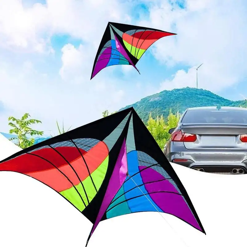 Cometa cl&aacute;sica de l&iacute;nea &uacute;nica de gran tama&ntilde;o para deportes al aire libre, divertida, con cometas y cometa, con buen tri&aacute;ngulo volador, mango de l&iacute;nea azul, 150x90CM S P5O3-3