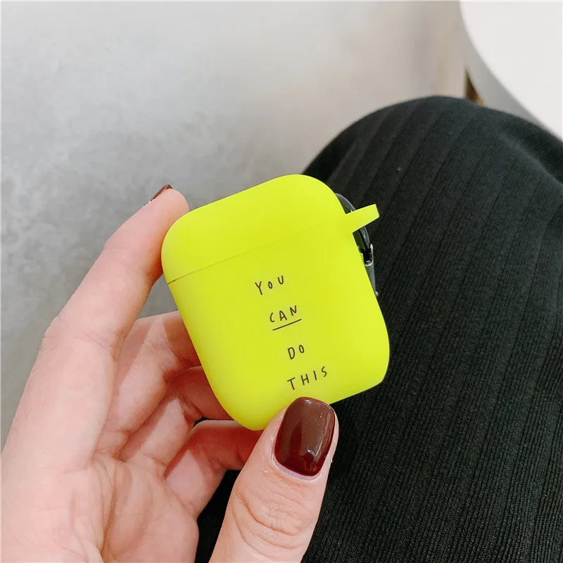 Модный флуоресцентный цветной простой чехол с надписью для Airpods, милый мультяшный bluetooth-наушник, защитный чехол для Airpod 2, мягкий чехол - Цвет: style 12