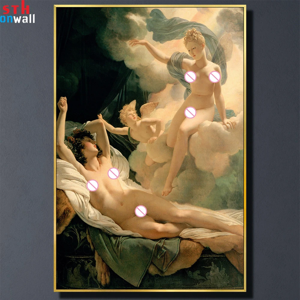 Абстрактная обнаженная женская и мужская портретная картина маслом на холсте