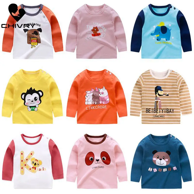 Футболка с длинными рукавами для мальчиков и девочек хлопковая мультяшным