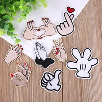 finger hand embroidered iron applique with sexy lip patches for jacket pocket garment accessories diy fabric stickers