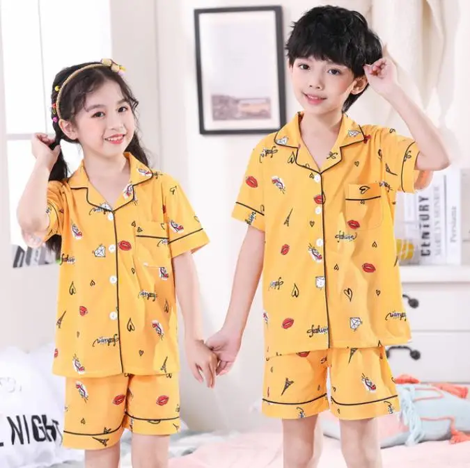 

kids sleepwear clothes Nightwear homewear Children's pajamas set summer short sleeved Boy pyjamas girls cartoon home clothes