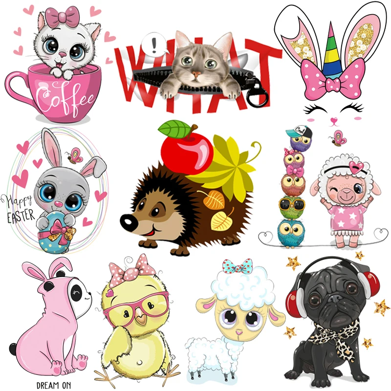 Аппликация с мультяшными животными Prajna термопереводные наклейки для одежды