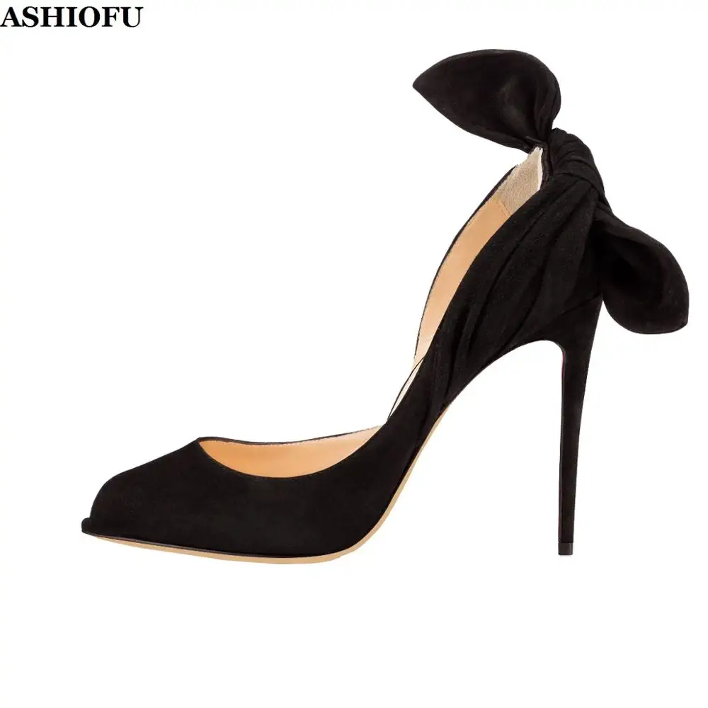 ASHIOFU 2020 New Style Handmade Ladies High Heel Pumps Butterfly-knot Slip-on Party Dress Shoes Sexy Evening Fashion Court Shoes