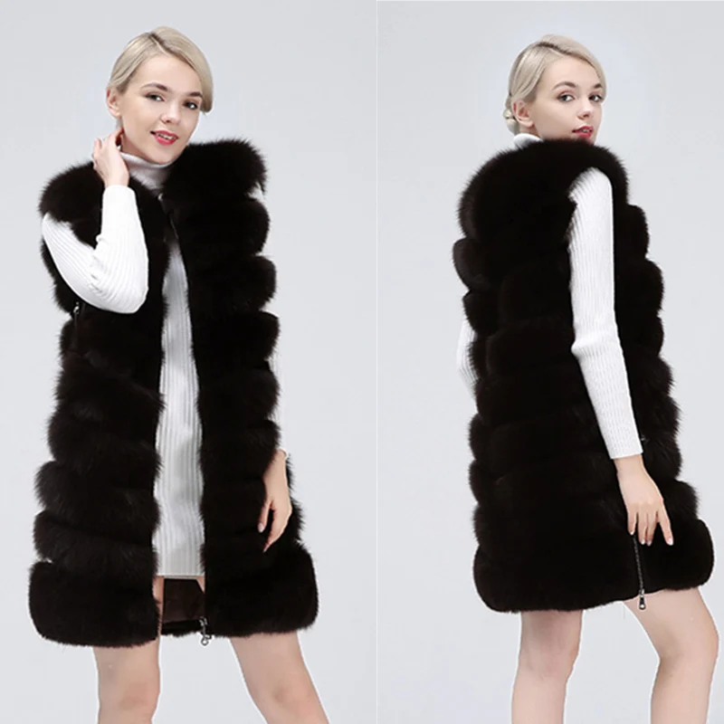 New Fashion Fox Fur Vest Zipper Real Fur Jacket Female Winter Warm Fur Coat High Quality Leather Vest Fur Fox