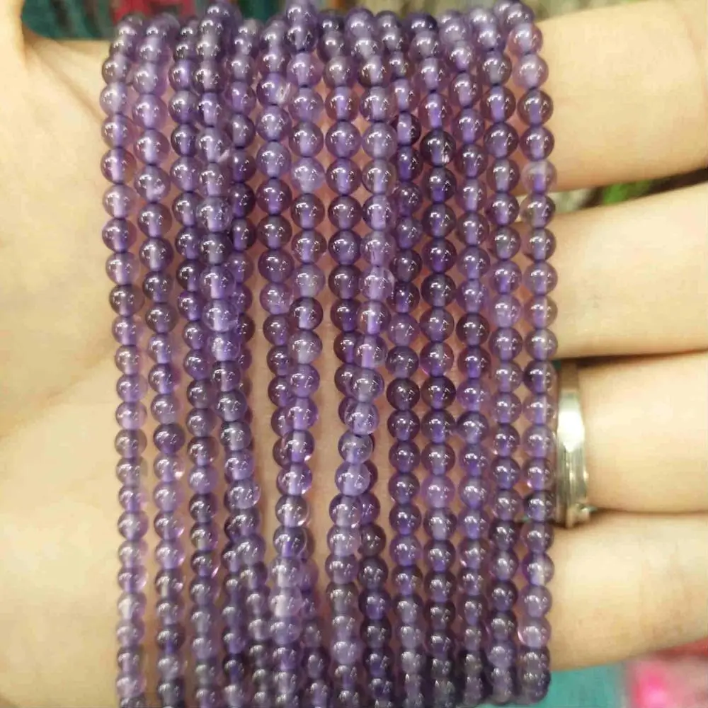 amethyst 2 мм 3 мм из натуральных круглых камней бусины розовый кварц аметисты лазурит Агаты бусины из нефрита для самостоятельного изготовления ювелирных изделий браслет ожерелье - Цвет: amethyst