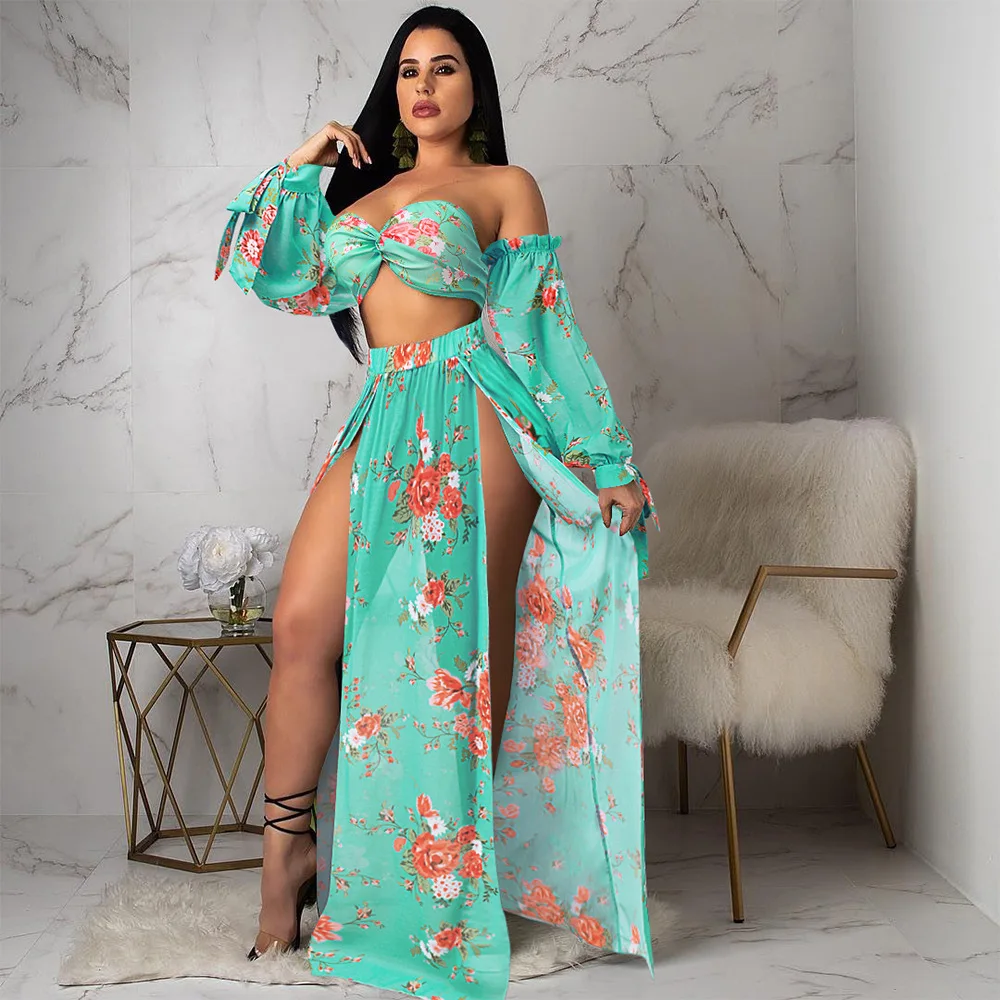 Женский пикантный топ с цветочным принтом без бретелек и трусики спортивный