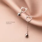 На 100% натуральный. Серьги-подвески для пирсинга в виде котенка, серебро 925 пробы