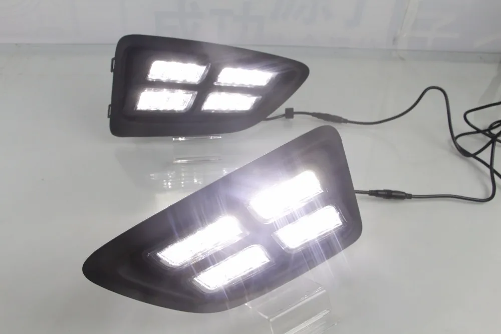 

Eosuns Led Drl Daytime Running Light for Hyundai Verna with Yellow Turn Signals +dimmer and Blue Night Running Light