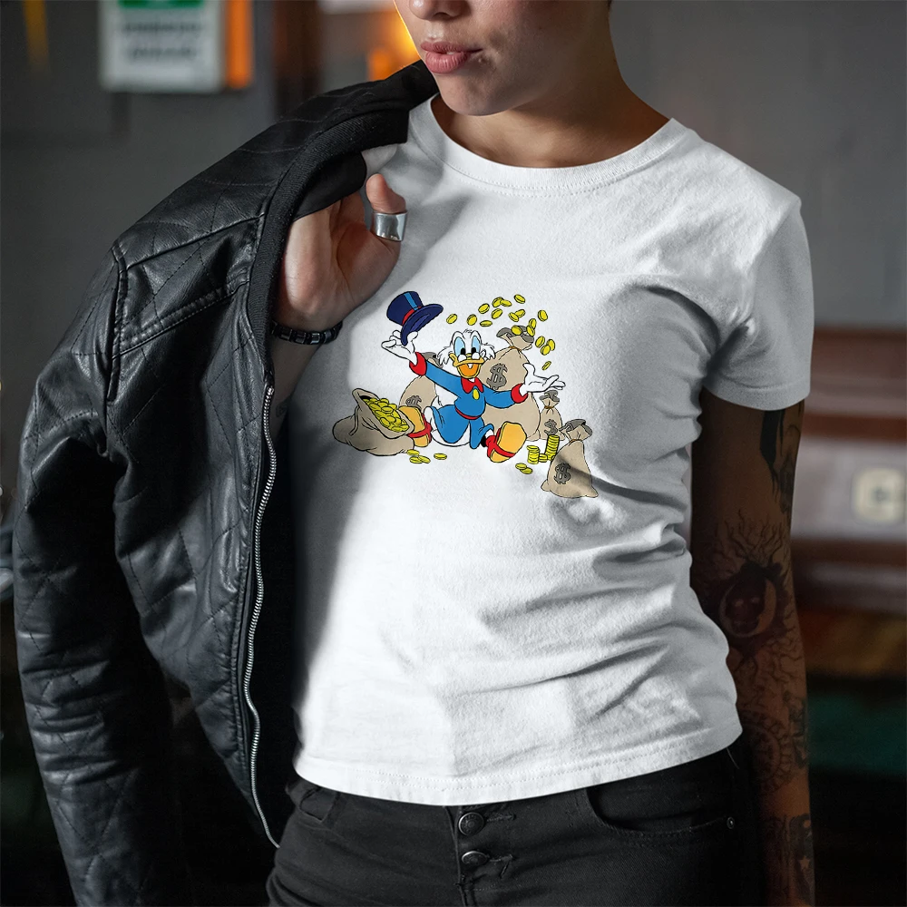 

Four Seasons Kawaii Dropship Women T-Shirt Scrooge McDuck Printing Summer New Products T Shirt Female Harajuku Style Comfortable