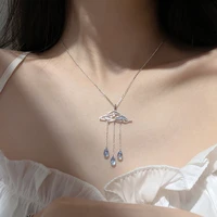 epoxy cloud rain pendant necklace for women water drop tassel chain necklace party holiday daily new unusual jewelry wholesale