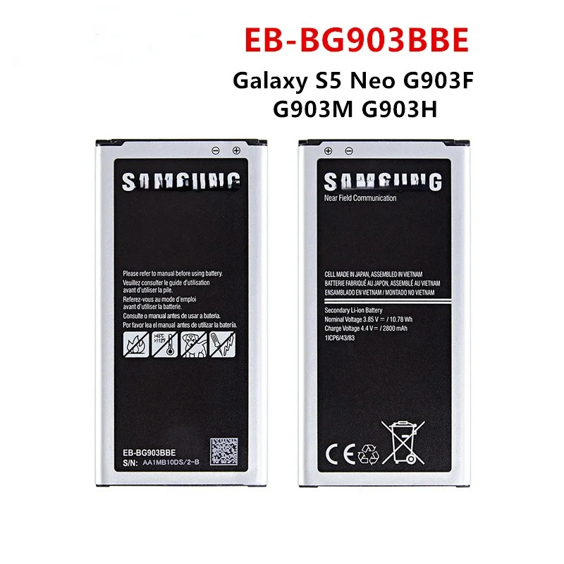 

Orginal EB-BG903BBE Battery 2800mAh For Samsung Galaxy S5 Neo G903F G903W G903M G903H Replacement Batteries with WO