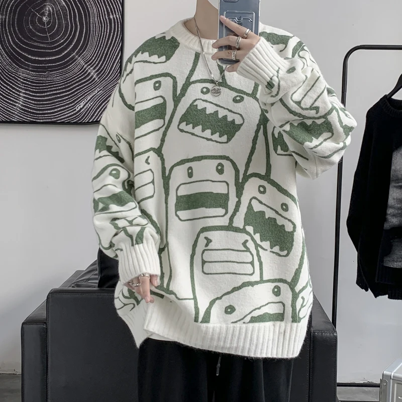 

Свитер в гонконгском стиле для мужчин и женщин, осень и зима, корейский стиль, трендовый индивидуальный свободный утепленный свитер для влюбленных