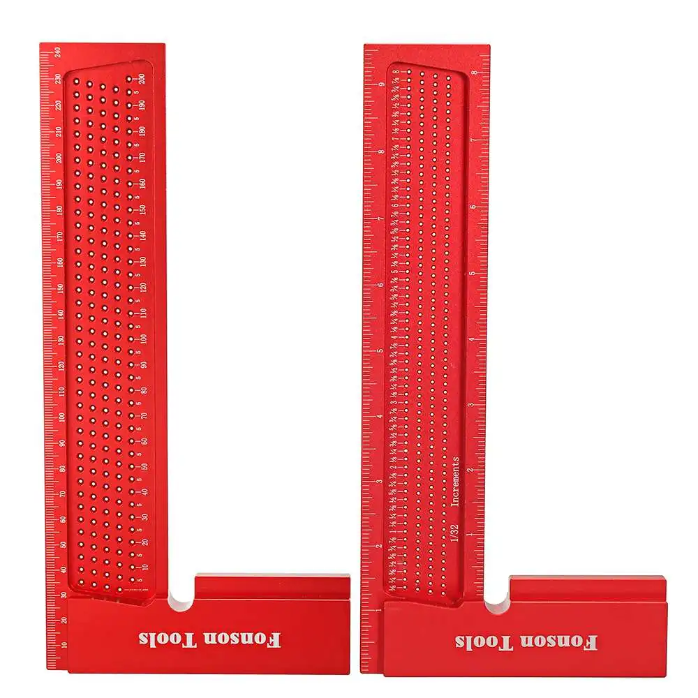 

200mm 8 Inch Aluminum Alloy Precision L Square Hole Positioning Scribing Gauge Marking Ruler Woodworking Scriber Measuring Tool