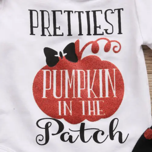 

0-24M Newborn Baby Girls Pumpkin Romper+Leg Warmers Headband Halloween Outfits for Girl 2019 Baby Clothes Set