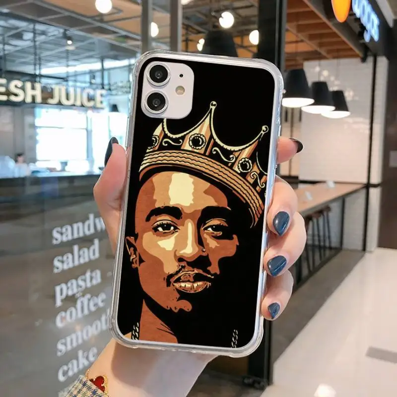 

2Pac Tupac Shakur Rapper Phone Case Transparent for iPhone 11 12 mini pro XS MAX 8 7 6 6S Plus X 5S SE 2020 XR