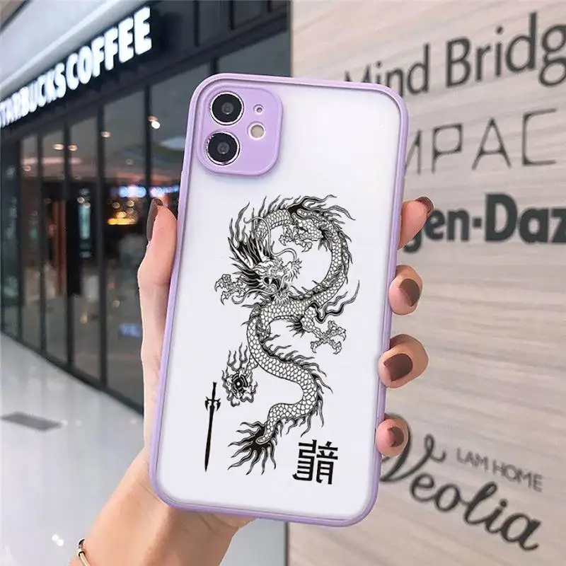 

Dragon Phone Cases Matte transparent For Purple iPhone 12 Mini 11 Pro XR XS Max 7 8 Plus X Back Cover