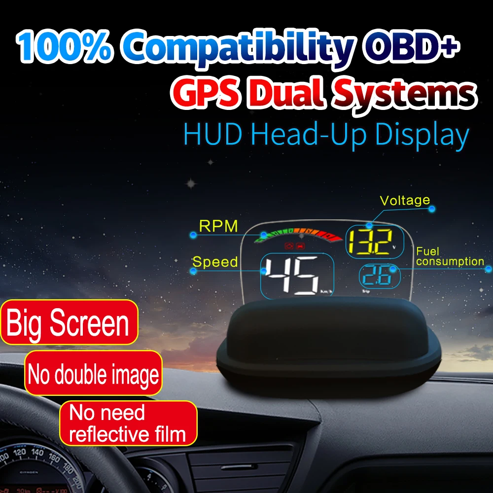 C800 дисплей на голову OBD2 GPS двойная система HD зеркало с отражающей платой