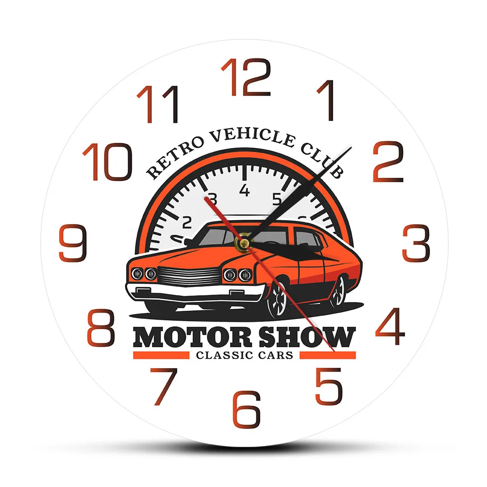 Ретро автомобиль клуб декоративные настенные часы моторное шоу транспорт стены