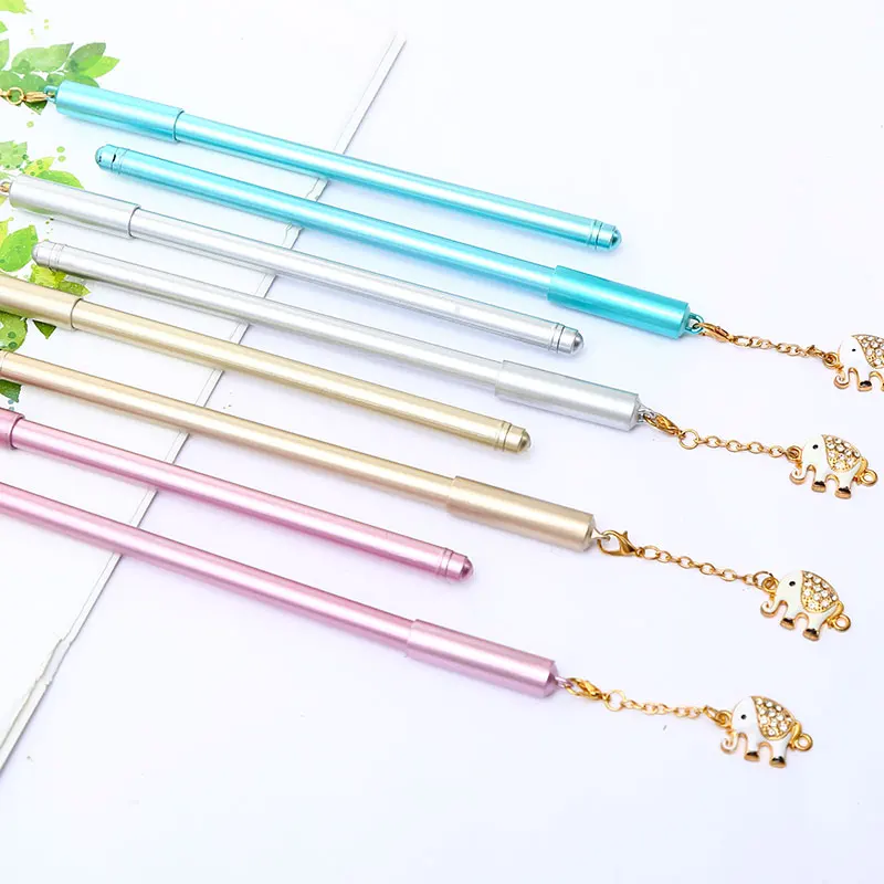 12 шт./компл. Милый Забавный слон и металлической подвеской гелевые ручки синего