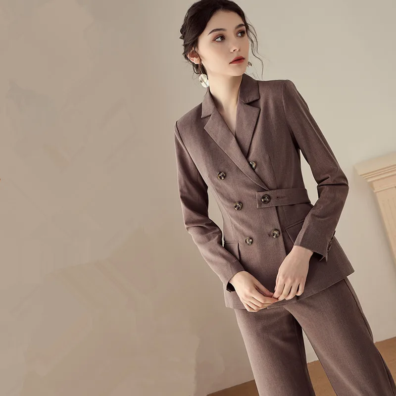 Women's suit new women's slim suit two-piece blazer with trousers set stylish slim double-breasted women's suit new arrivals